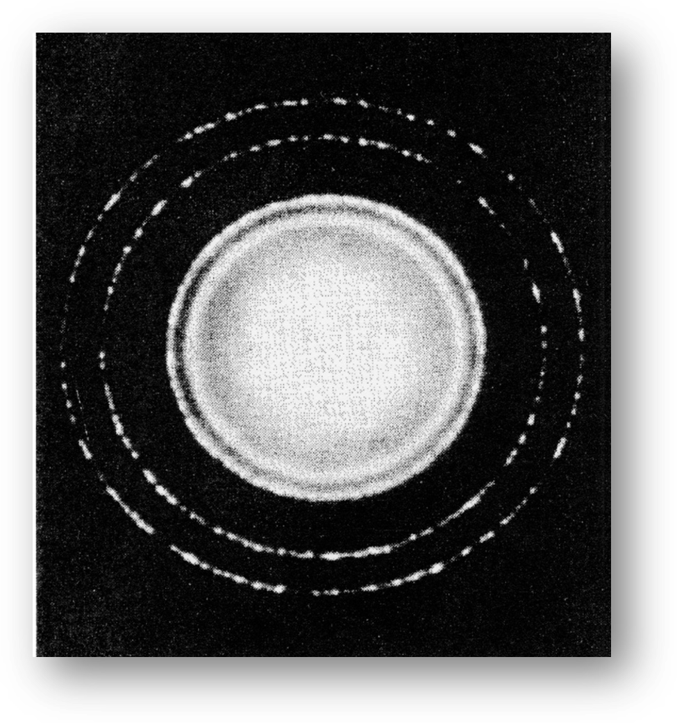 Electron diffraction pattern of aluminum foil.